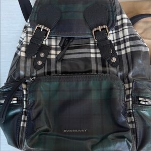 Burberry Green and Black Plaid Backpack